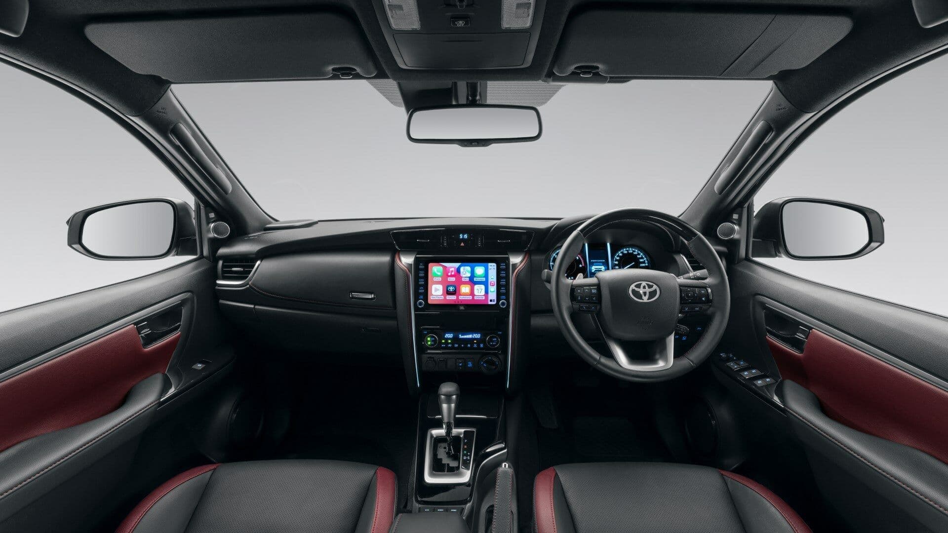 Toyota Fortuner cabin with touchscreen and leather
