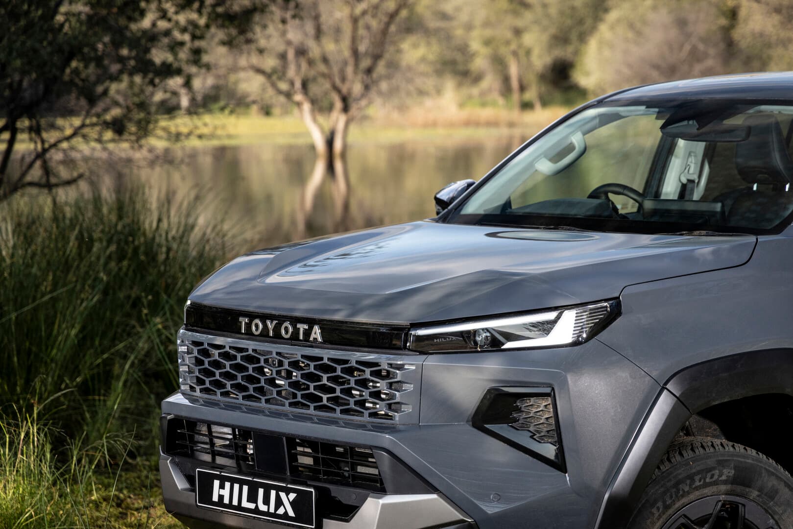 New-Generation Hilux grille and LED headlight detail